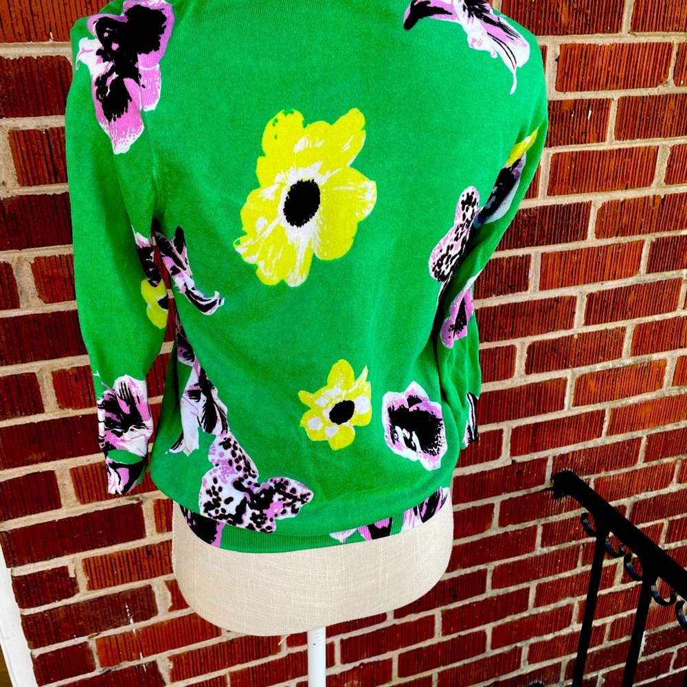 JCrew floral 3/4 sweater
